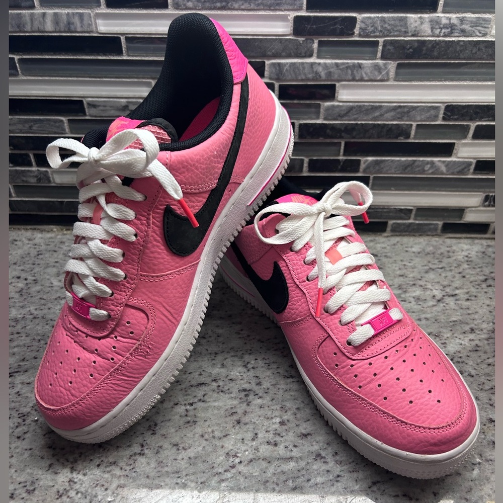 Mens Nike Air Force 1 Low 07 Pink Gaze and Black Low-Top Sneakers size 8.5/w10 - Picture 2 of 11
